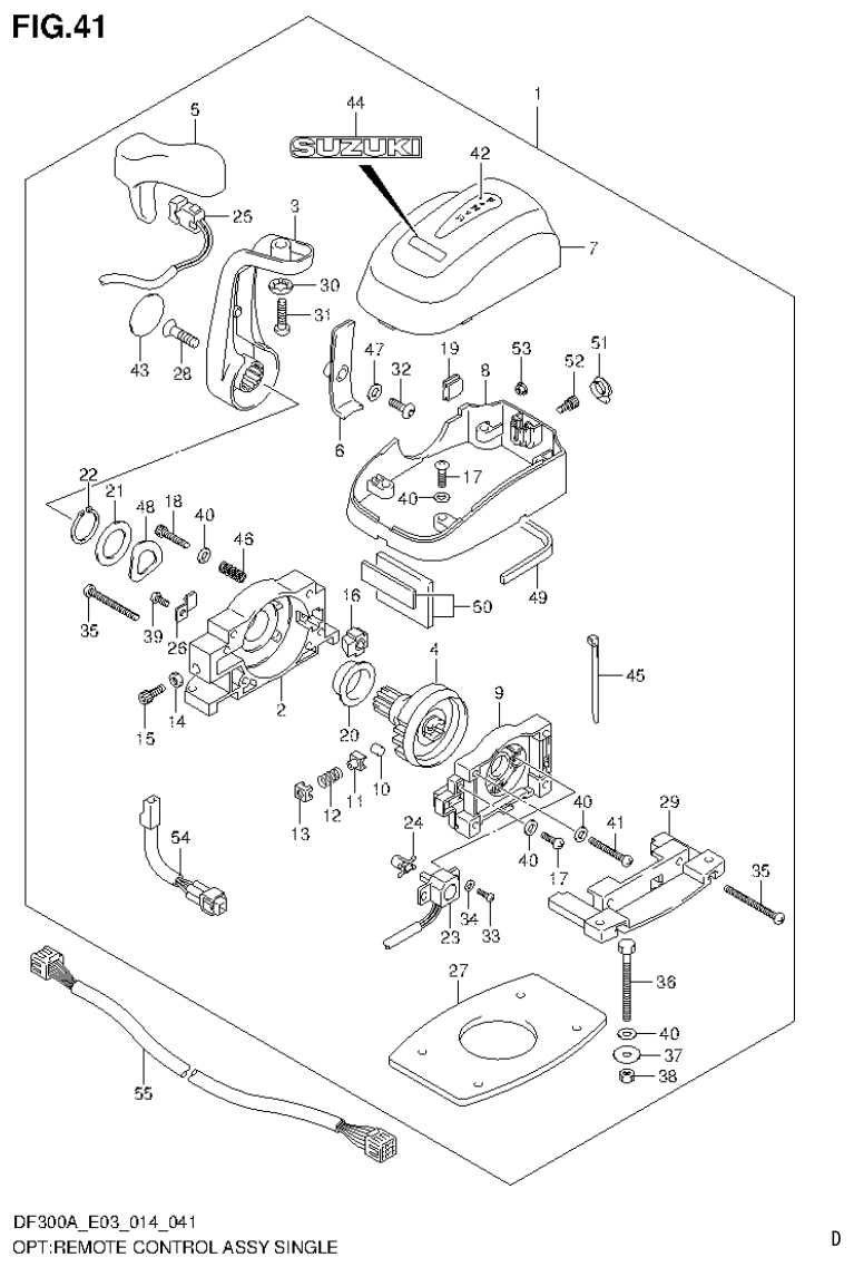 Suzuki DF250AP OPT:REMOTE CONTROL ASSY SINGLE parts diagram